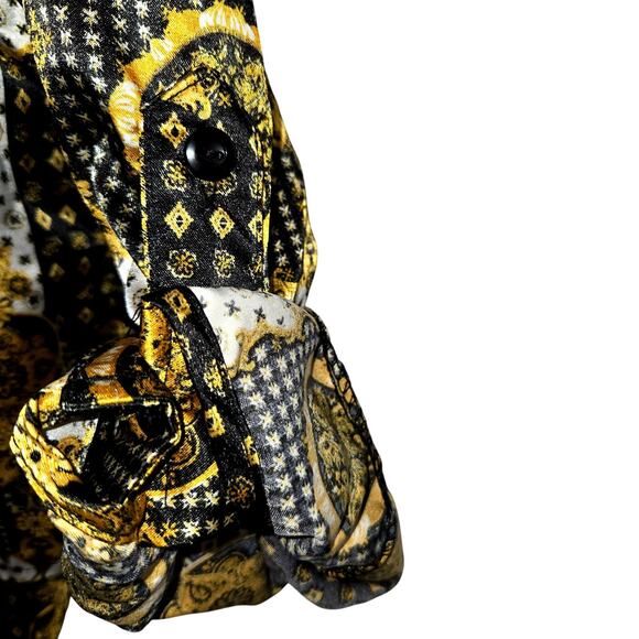 Birch & Stone Large Women's Top Black Yellow Shirt Blouse Misses Size12 14 - Picture 3 of 7